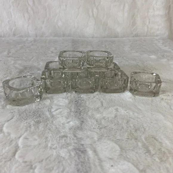 Antique Salt Cellars Salt Dips glass clear crystal open faced . 10 Total - Picture 8 of 11